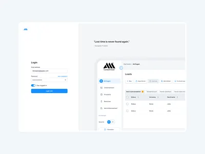 🔑 Login View for CRM clean ui crm customer relationship management design system login tool ui ux web app