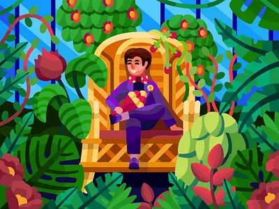 Little groom design flat green background groom grren illustration leaves vector plants plants vector ui vector