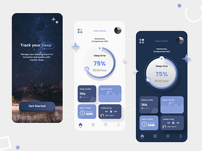 Sleep Tracking App app branding clean ui design icon illustration interface ios minimal mobile mobile app sleep sleep tracking tracking typography ui ui ux design uiux ux vector