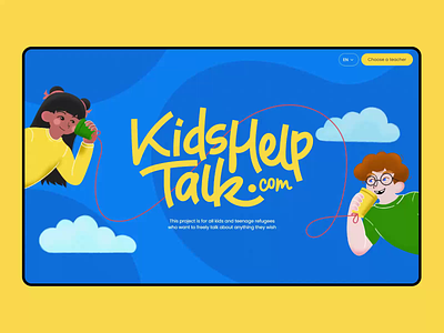 Kids Help Talk animation blue brand identity charity corporate identity early learning handwritten illustration kids education language learning lettering logo design madeinwebflow nocode online classes redis web design web development webflow yellow