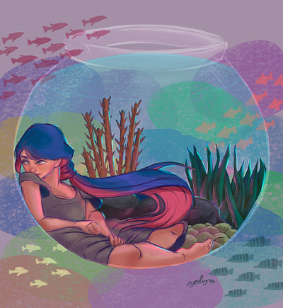 Fishbowl animation artwork design digital art digital illustration digital painting drawing girl graphic design illustration procreate