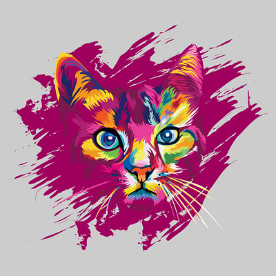 Illustration of colorfull cat element