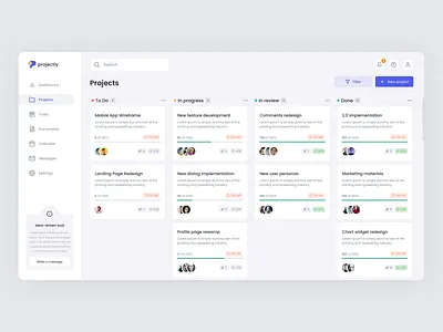 Projectly - Dashboard Kanban View Concept agile clean dashboard design desktop interface jira kanban layout minimal platform project scrum sprint task task view trello ui ux workspace