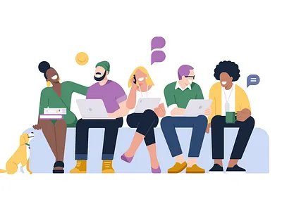 Bravely branding character company employee flat ill illustration people team