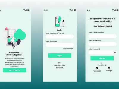 Let'sGrowTogether- Login/Signup app screen #DailyUI Day1 appdesign dailyui figma ui uichallenge uidesign userinterfacedesigning uxdesign uxdesigner