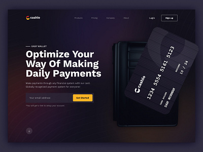 Cashio - Payment System bank concept credit card design financial hero money payment paymentsystem ui uiux wallet web website