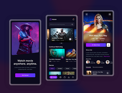 Ndelok - Movie app action cinema dark dark ui film movie streaming tv tv show