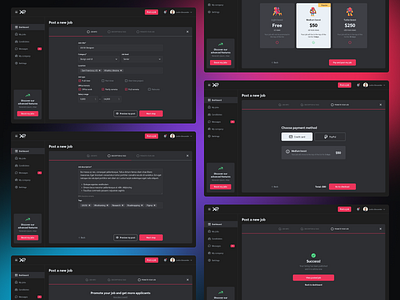 Recruiter side for job-seeking platform candidates creditcard darkmode dashboard design equal gamedev gaming jobs jobsearch mobile payments platform recruitment responsive ui userexperience userinterface ux webapp