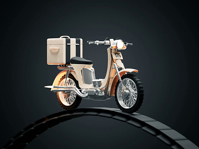 Moving Work 3d 3d animation animated animation bike blender blender3d delivery delivery app food app illustration isometric loop moped motorcycle