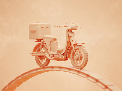 Moving Work - Clay 3d 3d animation animated animation bike blender blender3d cycle delivery delivery app food app food delivery illustration moped scooter