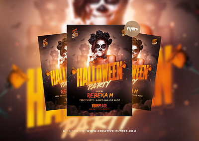 Halloween Party Poster (PSD) creative flyer templates graphic design halloween halloween design halloween flyer halloween party illustration party flyer photoshop poster