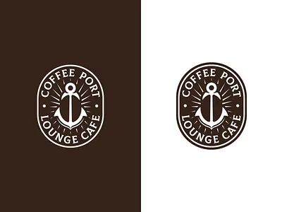 COFFEE PORT anchor bean branding cafe coffee logo negative space vector