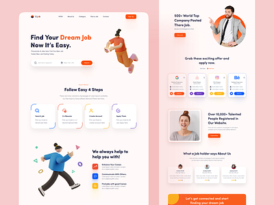 Job Finder Landing Page. clean design employer hiring interface job job application job finder job listing job portal landing marketing minimal platfrom recuitment search ui ux web website