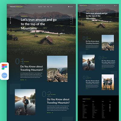 Traveling website and Travel mountain behance branding design figma figma design graphic design logo ui uiux web webflow website website design word prass