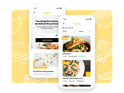 Food delivery - mobile version app b2b delivery design food food delivery food ordering foodpanda grocery ios kookta mobile app pczohtas product design pánczél otto responsive design uber eats ui design user interface uxui