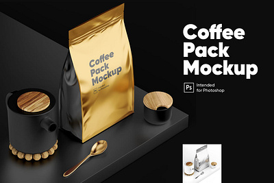 Coffee Pack Mockup app branding coffee design download free freebie identity mock up mock ups mockup mockups package photoshop print psd scene creator scene generator ui ux