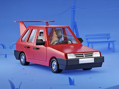 Lada 3d blender car cartoon illustration lowpoly stylised vaz