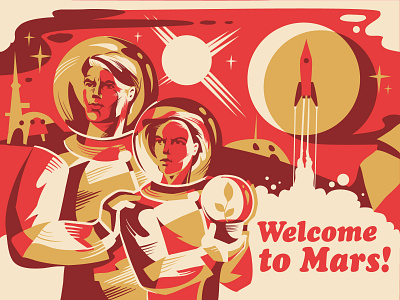 Welcome to Mars! art character concept cosmos design graphic design illustration illustrator poster space vector vintage