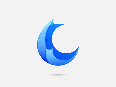 Lunar Crescent 🌙 Gradient Logo artificial blue branding concept craters crescent design earth gradient ideas inspiration logo lunar moon planet satellite star unique vector wave