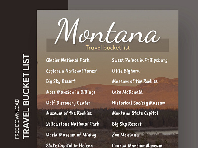 Montana Travel Bucket List Free Google Docs Template america bucket bucketlist checklist doc docs document goals google list print printing template templates to do list tourism travel unitedstates usa wishlist