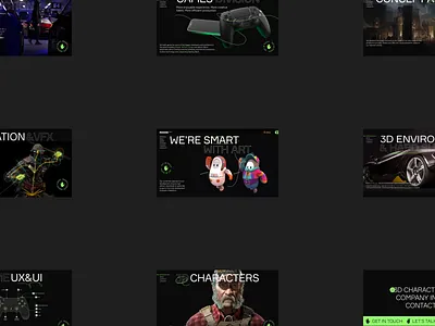 Room 8 Studio 🧩 Services animation art clean creative design desktop game company green colors illustration services ui ux web