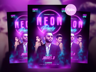 Nightclub Flyer Template (PSD) creative flyer templates graphic design neon effects neon lights neon party nightclub design party flyer photoshop poster psd flyer