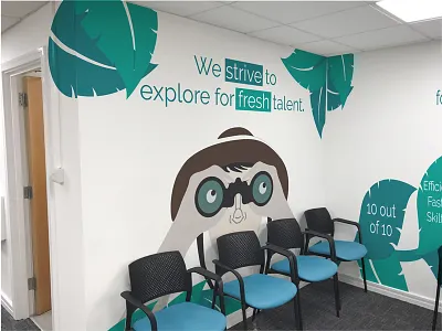 Wall art for a recruitment agency. artwork branding colour illustration illustrations jungle leaf leaves wall art