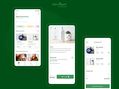 Lily's Organic (A skin care app UI) inspiration mobile app ui ui design ux