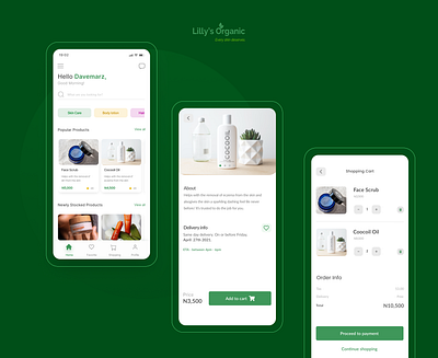 Lily's Organic (A skin care app UI) inspiration mobile app ui ui design ux