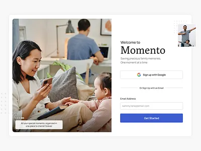 Sign Up Page - Momento design sign up signup ui ux ux design