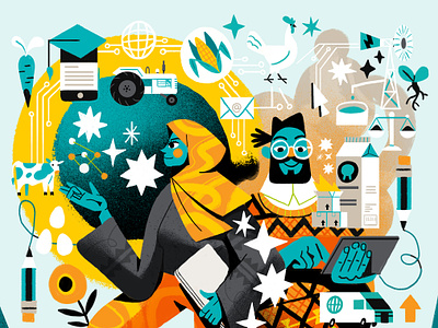 Climate Report character digital editorial folioart gerhard van wyk icons illustration technology