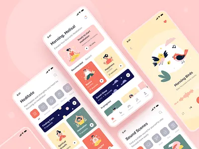 Meditation & Sleep Mobile App app creative design figma meditation mobile app mobile ui sleep ui uiux