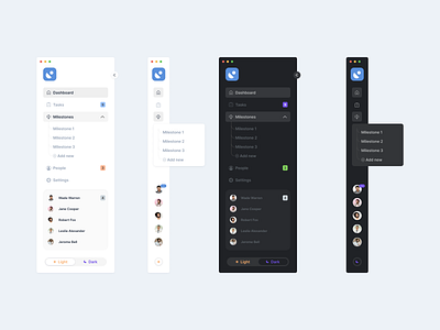 Sidebar navigation — Light/Dark 🍔 avatar dark dashboard figma flat layout light mode navigation product saas sidebar switch ui ux