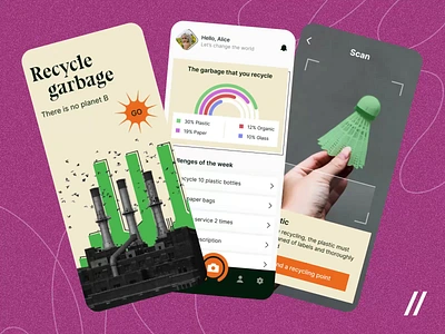 Zero Waste App animation app app design app interaction design design ui eco eco friendly environment interaction interface mobile mobile app nature recycle recycling recycling app scanner ui ux