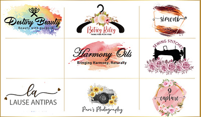 Professional Signature Watercolor Logo beautiful feminine logo hand drawn signature logo watercolor logo