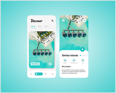 Discover - A Travel service app UI design app appdesign dailyui graphic design mobile app design mobile app ui mobileapp mobileui ui uiux