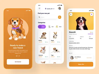 Pet Adoption App Design app design mobile app design pet app ui ui design ui ux ux