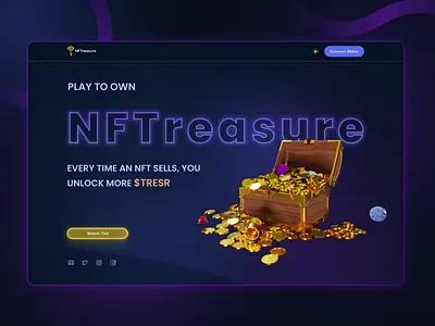 NFTreasure main page design figma landing main page metaverse nft token treasure ui ux web