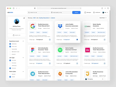 GOWORK - Job Finder Dashboard animation clean dashboard design find job job job board job finder job platform job portal job search job seeker job vacancy motion graphics product product design ui vacancy
