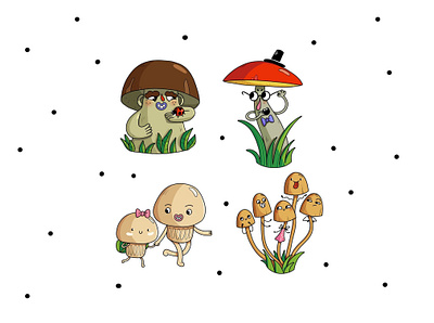 Funny mushrooms art branding character design doodle funny illustrate illustration