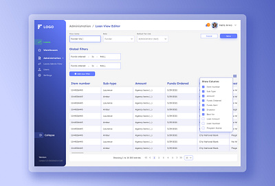 Web app design for a Loan lending solution app dashboard design illustration prototype ui ux webapp webappdesign