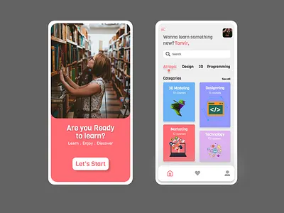 Learning app UI app branding design education graphic design illustration illustrator learning shot ui ux vector