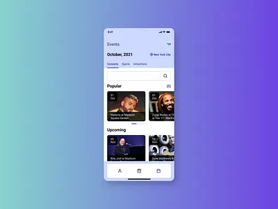 Event Listing 070 app concept concert dailyui design event listing mobile music tickets ui