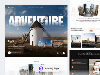 Ascape - Travel Landing Page ai travel app design clean design creative design design inspiration design showcase dribbble trends interface design landing page minimal design modern ui travel app ui design ui ux user experience ux design ux research ux trends web design web ui