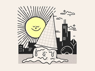 Chicago summers 🥵 character chicago cone ice cream ice cream cone illustration retro summer sun sunshine vintage