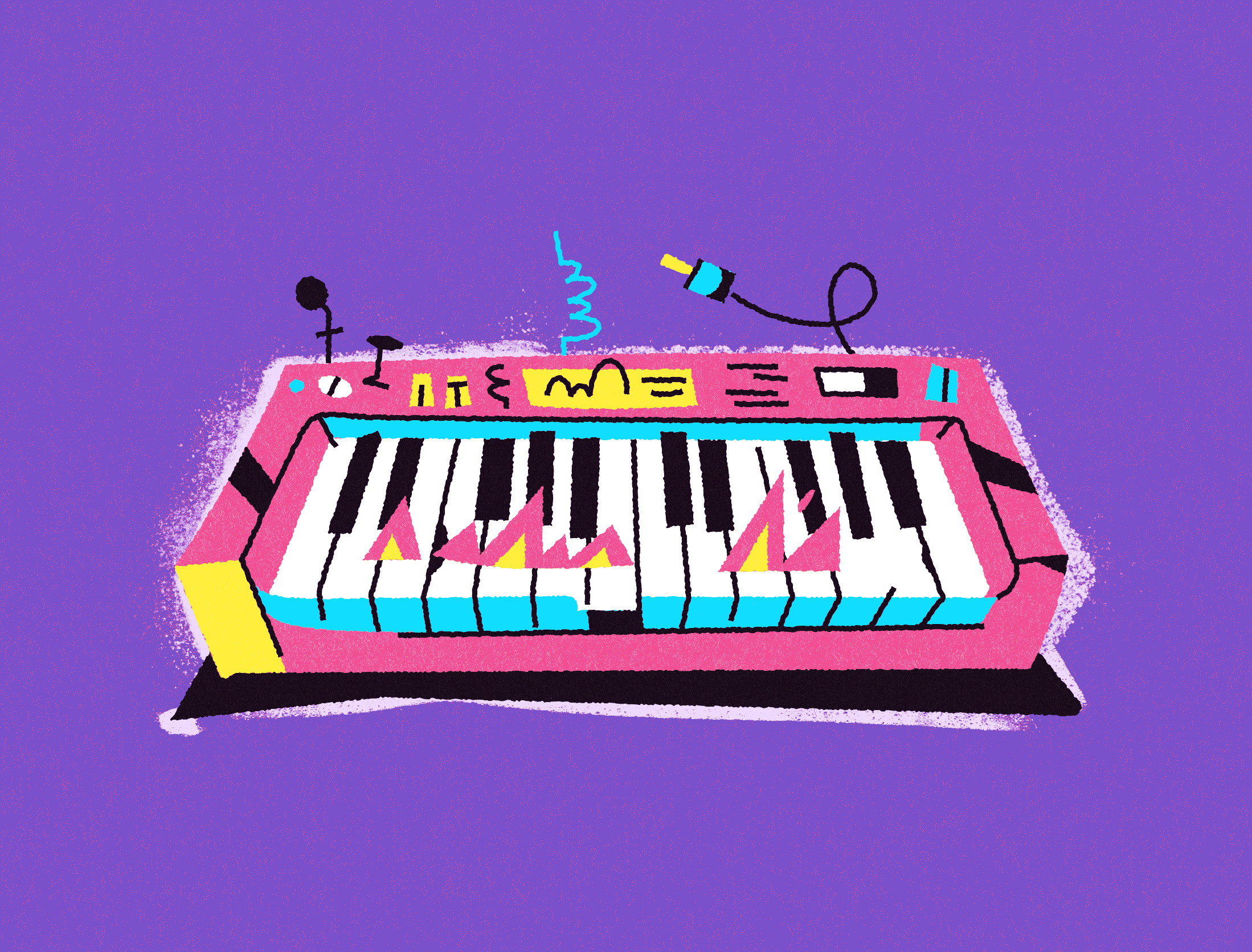 Synth on fire animation art design fire frametoframe illustration music synth