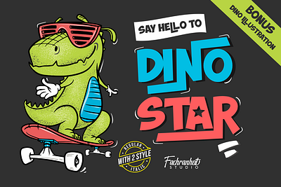 Dino Star Font branding cartoon comic cool cute dino dinosaur display fancy flyer font font awesome funny headline illustration labels logo logotype quotes