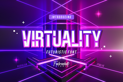 Virtuality Font branding cool design display font font awesome font design futuristic illustration logo logotype modern typography vector virtual virtuality