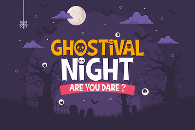 Ghostival Night (Ghostival Font) branding cartoon cool cute design display fancy font font awesome font design funny halloween horror illustration logo logotype typography vector