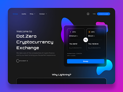 Dot Zero Crypto Exchange/Swap bitcoin crypto crypto exchange crypto finance crypto swap crypto trade crypto wallet cryptocurrencies cryptocurrency ethereum exchange finance nft swap token trading ui uiux user interface wallet